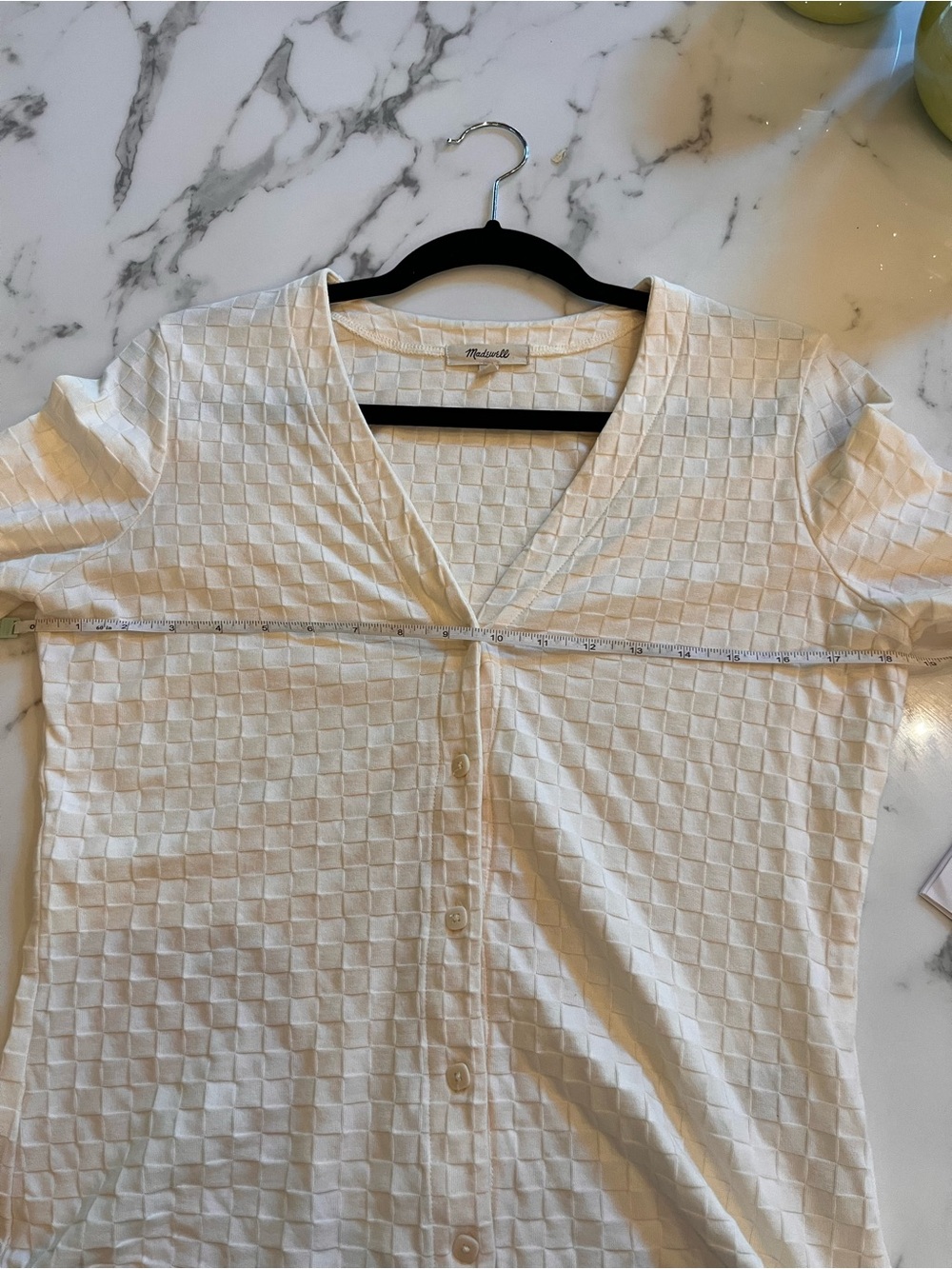 Madewell Women's Cream Textured Button-Front Top - Picture 7 of 8